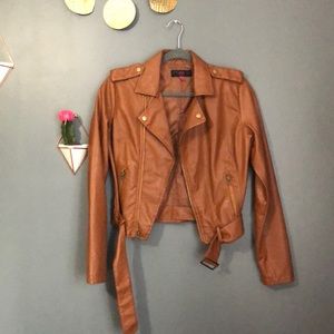 brown faux leather jacket